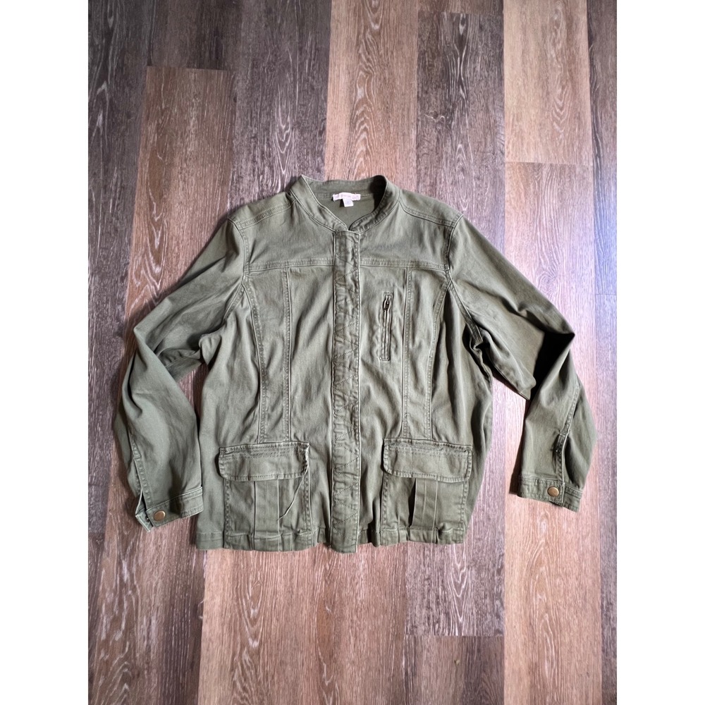 Westport 1962 Utility‎ Jacket Womens XL Olive Green Excellent Zip Front Cargo